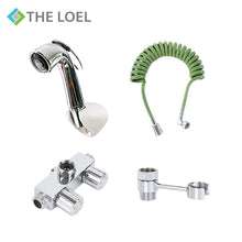 將圖片載入圖庫檢視器 超值優惠-浴室清潔組【THE LOEL浴室清潔迷你噴槍+THE LOEL 蓮蓬頭分水器轉接頭(1轉2)附支架+韓國防纏結彈簧線圈花灑喉 - 橄欖綠 3米】