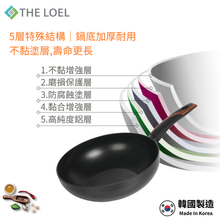 將圖片載入圖庫檢視器 【THE LOEL】韓國天然原礦不挑爐不沾鍋 28cm深炒鍋(附鍋蓋)