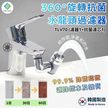 將圖片載入圖庫檢視器 【THE LOEL】TLV-70 韓國360°旋轉抗菌水龍頭過濾器(濾器1+濾芯1) 👍99.9% 除菌認證