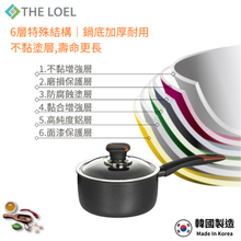 將圖片載入圖庫檢視器 【THE LOEL】韓國天然原礦不挑爐不沾鍋 18cm耐磨單柄湯鍋(附鍋蓋)