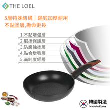 將圖片載入圖庫檢視器 【THE LOEL】韓國天然原礦不挑爐不沾鍋 28cm平底鍋(附鍋蓋)